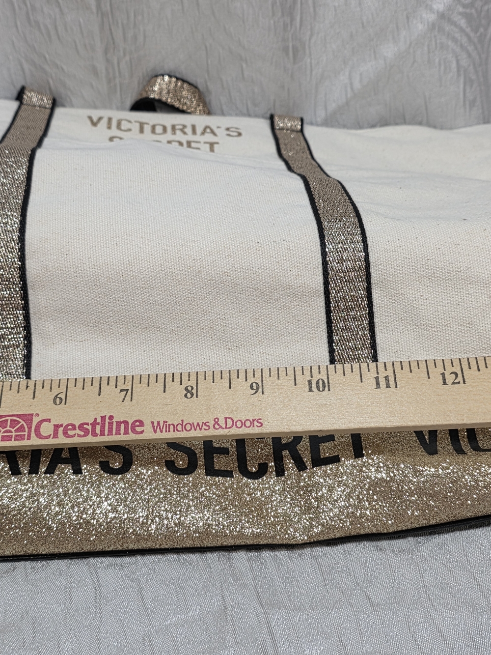 Victoria's Secret Cream and Gold Canvas Tote Bag - Picture 14 of 15